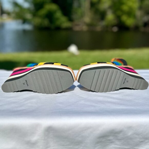 PRADA Peep Toe Platform Multi Strap Multi Color Bandage Slingback Wedge NEW 36 - Picture 5 of 13